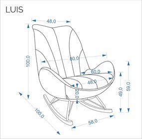 Tapicerowany fotel bujany Luis Halmar