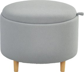 HOMCOM Taboret z Teddyfleece, Ukryty Schowek, Odwracalna Klapka, 56 cm x 56 cm x 42 cm, Szary