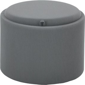 HOMCOM Składany Stołek z Miejscem do Przechowywania, Okrągły, Podnóżek, Sztruks, MDF, Szary