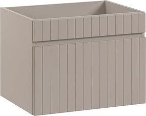 Beżowa ścienna szafka na umywalkę 60 cm z lamelami A1-D32