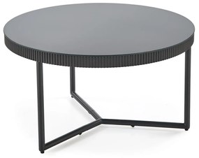 Okrągła czarna ława z połyskiem 80/45 cm szkło/MDF/stal COSMO ława, czarny