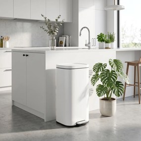 HOMCOM 30 L kosz na śmieci kuchenny na pedał z pokrywą, funkcja Soft-Close i utrzymania otwartej pozycji do kuchni, domu | Aosom PL