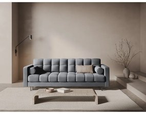 Jasnoszara aksamitna rozkładana sofa ze schowkiem 222 cm Bali – Cosmopolitan Design