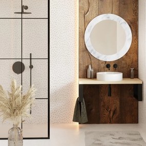 Lustro okrągłe MORENA WHITE MARBLE 100cm biały marmur BALTICA DESIGN