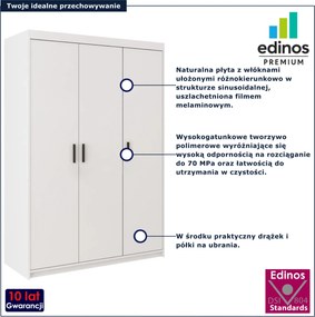Biała trzydrzwiowa szafa garderoba do sypialni F7-F50