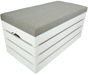 Pufa kufer skrzynia drewniana sosnowa siedzisko 80cm malowana biała