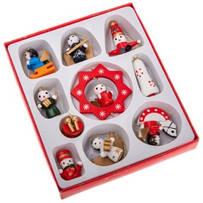 Drewniane ozdoby świąteczne Mix I, zestaw 10 szt.