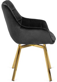 Krzesło Tapicerowane Obrotowe do Salonu MIA Czarne Welurowe Nowoczesne Glamour