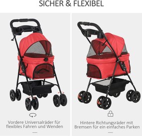 Outsunny Wózek dla Psa Kota Składany Oxford Tkanina Czerwony do 20kg | Aosom PL