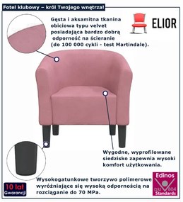 Różowy fotel tapicerowany welurowy  T3-P03