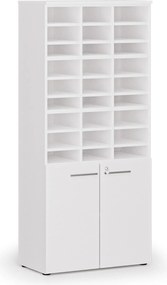 Regał sortujący PRIMO WHITE, 800 x 420 x 1781 mm, 27 przegród, biały