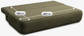 Sofa z Funkcją Spania ARVETO Oliwkowa Boucle Nowoczesna