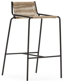 Beżowy metalowy hoker (wysokość siedziska 65 cm) Emily – Marckeric