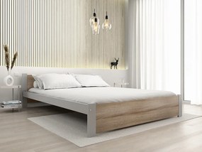 Łóżko IKAROS 140 x 200 cm, dąb sonoma/szary Stelaż: Bez stelaża, Materac: Materac Deluxe 10 cm