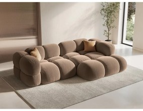 Brązowy aksamitny narożnik (prawostronny/z szezlongiem) Loretto – Cosmopolitan Design