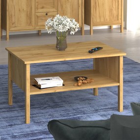 Ława Drewniana do Salonu DALE 90 cm Dąb craft złoty Klasyczna