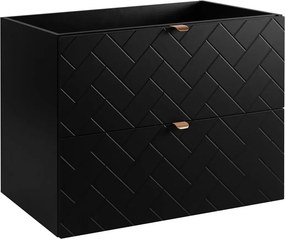 Czarna wisząca szafka umywalkowa z 2 szufladami 80 cm B0-R18