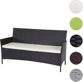 3-osobowa ławka ogrodowa z rattanu syntetycznego Hamar,  antracyt, poduszki kremowe