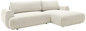 Kanapa narożna prawostronna rozkładana z beżową melanżową tapicerką - MONELIA