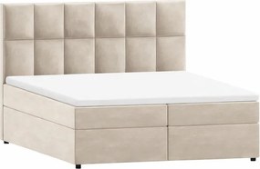 Beżowe łóżko boxspring ze schowkiem 180x200 cm Flip – Ropez