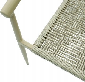 Krzesło Ogrodowe Beżowe 56x61x74,5 cm Plecione Naturalne Sznurki Nowoczesne