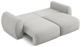 Jasnoszara sztruksowa rozkładana sofa ze schowkiem 266 cm Kini – Makamii