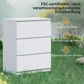 HOMCOM Komoda z 3 szufladami, do salonu, sypialni, przedpokoju, płyta wiórowa, biały