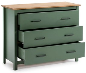 Zielono-naturalna niska komoda z litego drewna sosnowego 100x80 cm Miranda – Marckeric