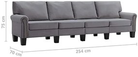 Czteroosobowa jasnoszara sofa - Alaia 4X