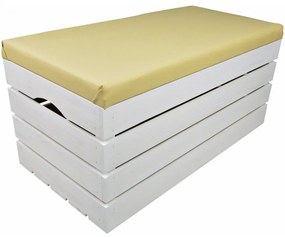 Pufa kufer skrzynia drewniana sosnowa siedzisko 80cm malowana biała