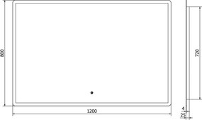 Mexen Navia lustro łazienkowe podświetlane 120 x 80 cm, LED 6000K, antypara - 9803-120-080-611-00