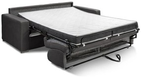 Kanapa 2-osobowa z ekspresowym mechanizmem rozkładania z ekoskóry CALITO - Kolor: czarny - Miejsce do spania: 120 cm - Materac 14 cm
