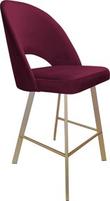 Hoker POLO krzesło barowe tkanina Welur podstawa metalowa hoker do kuchni : Kolor nogi - Złota profil, Kolor tkaniny - VELVET - MG02, Typ siedziska - Siedzisko stałe