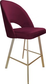 Hoker POLO krzesło barowe tkanina Welur podstawa metalowa : Kolor nogi - Złota profil, Kolor tkaniny - VELVET - MG02, Typ siedziska - Siedzisko stałe