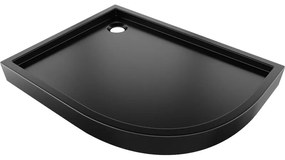 Mexen Flow+ brodzik półokrągły asymetryczny prawy 100 x 80 cm, czarny mat - 46Q708010RH