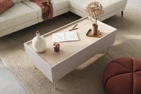 Stolik kawowy Desin 120 cm z szufladami - kaszmir / dąb nagano