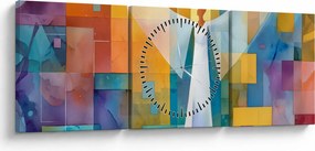 Obraz - Geometryczny anioł (z zegarem) (90x30 cm)