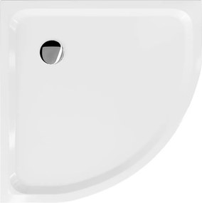 Mexen Flat brodzik półokrągły slim 70 x 70 cm, biały, syfon chrom - 41107070