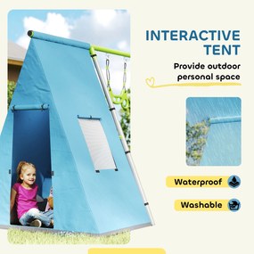 AIYAPLAY Zestaw 3-w-1: Huśtawka, Namiot, Pierścienie gimnastyczne, Metal, Plastik, Zielony