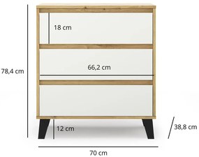 Minimalistyczna komoda na nóżkach dąb artisan + biały S5-Z92