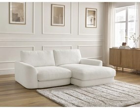 Biały narożnik z materiału bouclé (prawostronny/z szezlongiem) Leonore – Bobochic Paris