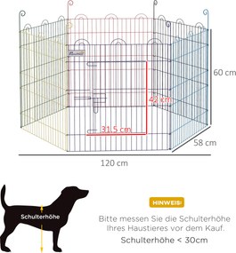 PawHut Wielofunkcyjny Wybieg dla Szczeniąt, Modularny Design, Zamknięcie, Metal, Ø120x60H cm, Kolorowy