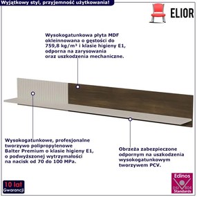 Nowoczesna półka wisząca z lamelami orzech + kaszmir - Frezi 5X
