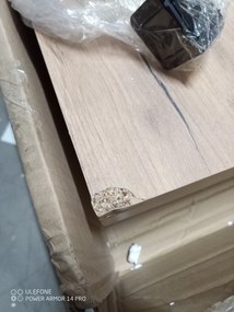 PROMOCJA Biały stół jadalniany z blatem w dekorze dębu złotego craft ADAM 100x60 II gatunek