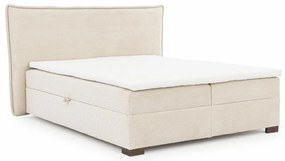 Beżowe łóżko kontynentalne ze schowkiem 200x200 cm Lysa – Ropez