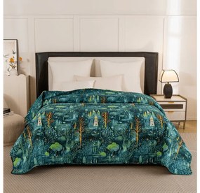 Narzuta na łóżko ze wzorem NEON FOREST, kolorowy Rozmiar: 220 x 240 cm