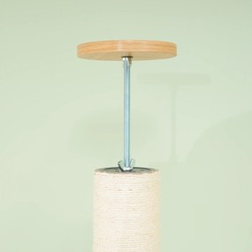 PawHut Wysoki drapak dla kota z zabezpieczeniem antyprzewrotowym, słup obity liną sizalową, płyta drewniana, dąb+kremowy