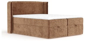 Pomarańczowe łóżko boxspring ze schowkiem 200x200 cm Passion – Maison de Rêve