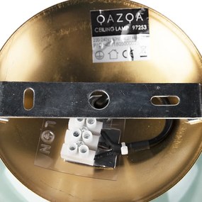 Lampa sufitowa w stylu art deco mosiądz z zielonym szkłem - Pallon