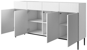 Komoda z szufladami Nicole 200 cm - biały mat / czarne nóżki